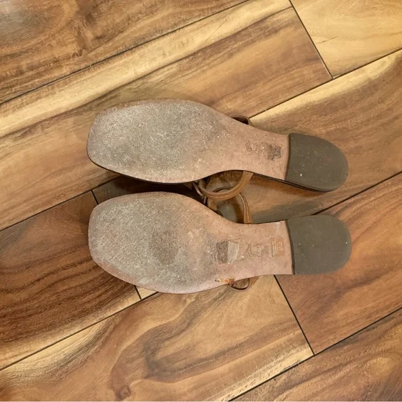 Tory Burch Brown Sandals with Gold Logo - Picture 3 of 3